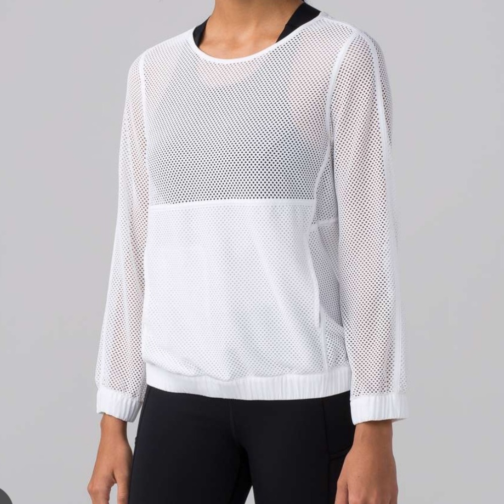 lululemon athletica White Mesh Long Sleeve Pullover